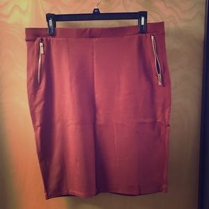 Rust Orange Pencil Skirt with Zipper Detail